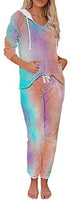 Women 2 Piece Outfits Crewneck Pullover Jogger Pants Tie Dye Sweatsuit - Biwav