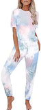 Women 2 Piece Outfits Crewneck Pullover Jogger Pants Tie Dye Sweatsuit - Biwav