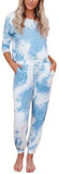 Women 2 Piece Outfits Crewneck Pullover Jogger Pants Tie Dye Sweatsuit - Biwav