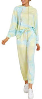 Women 2 Piece Outfits Crewneck Pullover Jogger Pants Tie Dye Sweatsuit - Biwav