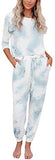 Women 2 Piece Outfits Crewneck Pullover Jogger Pants Tie Dye Sweatsuit - Biwav