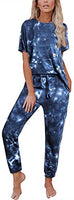 Women 2 Piece Outfits Crewneck Pullover Jogger Pants Tie Dye Sweatsuit - Biwav