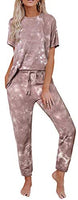 Women 2 Piece Outfits Crewneck Pullover Jogger Pants Tie Dye Sweatsuit - Biwav