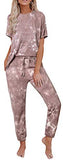 Women 2 Piece Outfits Crewneck Pullover Jogger Pants Tie Dye Sweatsuit - Biwav