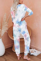 Women 2 Piece Outfits Crewneck Pullover Jogger Pants Tie Dye Sweatsuit - Biwav