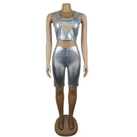 Holographic Two 2 Piece Set Women Spaghetti Strap - Biwav