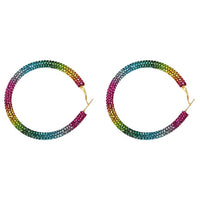 Rainbow Crystal Hoop Earrings - Biwav