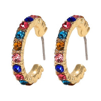 Rainbow Crystal Hoop Earrings - Biwav