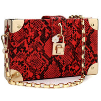 Snakeskin Pattern Box Shoulder Bags - Biwav