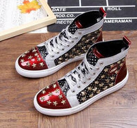 Men brand designer rivet American flag shoes - Biwav