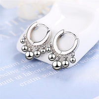 New 925 Sterling Silver Earring For Women Girls Bead Star Tassel Earrings Silver Gold Color Huggie Hoop Earring Oorbellen Gifts - Biwav