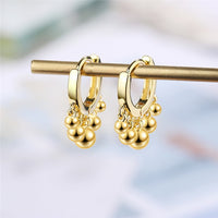 New 925 Sterling Silver Earring For Women Girls Bead Star Tassel Earrings Silver Gold Color Huggie Hoop Earring Oorbellen Gifts - Biwav