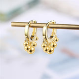 New 925 Sterling Silver Earring For Women Girls Bead Star Tassel Earrings Silver Gold Color Huggie Hoop Earring Oorbellen Gifts - Biwav