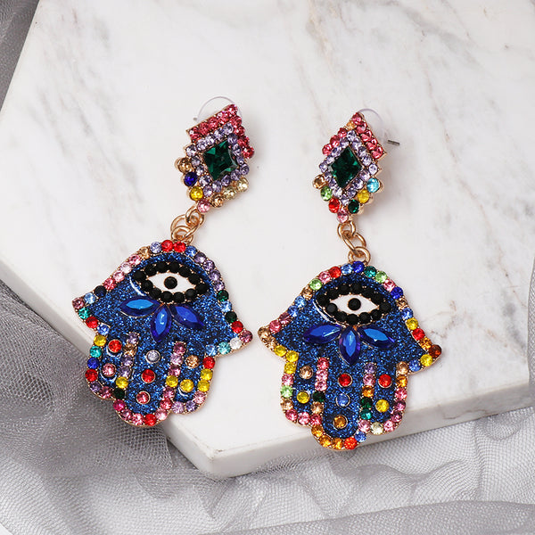 Multicolored Rhinestone Dangle Earring for Women New Trendy - Biwav