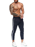 Men Striped Sport Sweatpants short casual long Trousers - Biwav