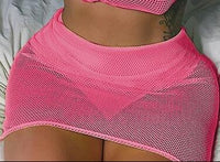 Neon Transparent Mesh 2 Piece Skirt Set Fluorescents - Biwav