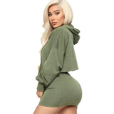 Crop Top Hoodies and Mini Skirt two piece set tracksuit women - Biwav