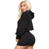 Crop Top Hoodies and Mini Skirt two piece set tracksuit women - Biwav