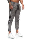 Men Striped Sport Sweatpants short casual long Trousers - Biwav