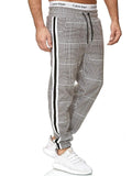 Men Striped Sport Sweatpants short casual long Trousers - Biwav