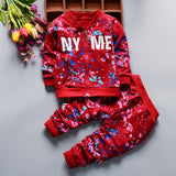 Spring Autumn Baby Print Ink Clothing Suits Children Jacket Pants 2Pcs/Sets - Biwav