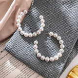 Trend Simulation Pearl Long Earrings Female White Round Pearl Wedding Pendant Earrings Fashion Korean Jewelry Earrings - Biwav