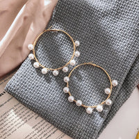 Trend Simulation Pearl Long Earrings Female White Round Pearl Wedding Pendant Earrings Fashion Korean Jewelry Earrings - Biwav