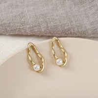 Trend Simulation Pearl Long Earrings Female White Round Pearl Wedding Pendant Earrings Fashion Korean Jewelry Earrings - Biwav