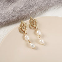 Trend Simulation Pearl Long Earrings Female White Round Pearl Wedding Pendant Earrings Fashion Korean Jewelry Earrings - Biwav