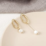 Trend Simulation Pearl Long Earrings Female White Round Pearl Wedding Pendant Earrings Fashion Korean Jewelry Earrings - Biwav