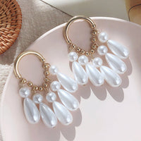 Trend Simulation Pearl Long Earrings Female White Round Pearl Wedding Pendant Earrings Fashion Korean Jewelry Earrings - Biwav