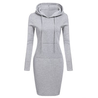 Sweatshirt Dress Long-sleeved Woman Clothing Hooded Collar Pocket - Biwav