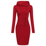 Sweatshirt Dress Long-sleeved Woman Clothing Hooded Collar Pocket - Biwav