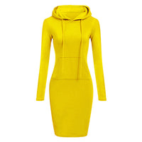 Sweatshirt Dress Long-sleeved Woman Clothing Hooded Collar Pocket - Biwav