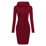 Sweatshirt Dress Long-sleeved Woman Clothing Hooded Collar Pocket - Biwav