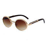 Round Rhinestone Sunglasses Men Luxury Brand - Biwav