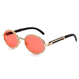 Round Rhinestone Sunglasses Men Luxury Brand - Biwav