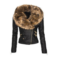 Faux fur leather Jacket Women hoodie Motorcycle Jacket