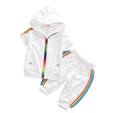 Fashion Kids Unisex Clothes Sportswear Baby Colorful Hoodies Shorts 2Pcs/sets - Biwav