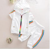 Fashion Kids Unisex Clothes Sportswear Baby Colorful Hoodies Shorts 2Pcs/sets - Biwav