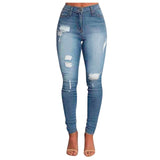 High Waist Skinny torn holes pencil jeans - Biwav