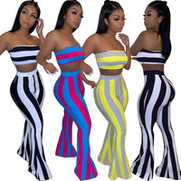 Women’s striped 2 two pieces sets summer clothes for female sexy women's suit - Biwav