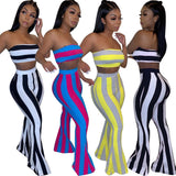 Women’s striped 2 two pieces sets summer clothes for female sexy women's suit - Biwav