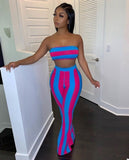 Women’s striped 2 two pieces sets summer clothes for female sexy women's suit - Biwav