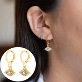 Star Hoop Earrings for Women Gold Coin Cross Small Eyes Tiny Huggie Hoops Earrings With Rhinestones Minimalist Jewelry - Biwav