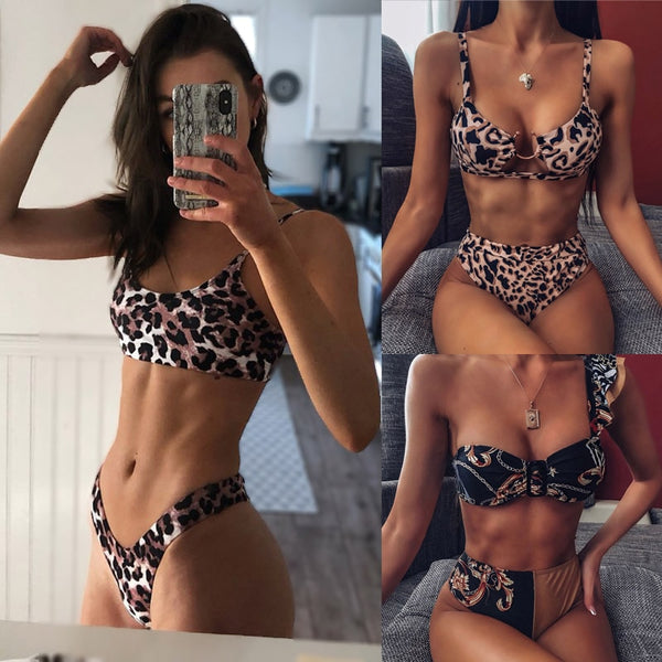 Sexy Leopard Bikinis 2020 Micro Bikini Set Push Up Thong Biquini High Cut Swimwear - Biwav