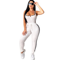 Velvet bodysuit pencil pants suit two piece set Sexy sleeveless casual tracksuit - Biwav