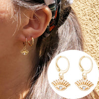 Star Hoop Earrings for Women Gold Coin Cross Small Eyes Tiny Huggie Hoops Earrings With Rhinestones Minimalist Jewelry - Biwav