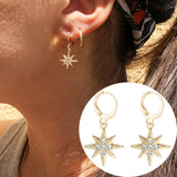 Star Hoop Earrings for Women Gold Coin Cross Small Eyes Tiny Huggie Hoops Earrings With Rhinestones Minimalist Jewelry - Biwav