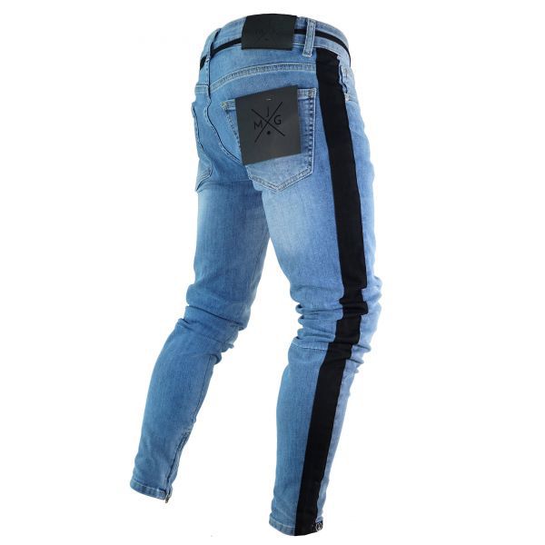 Men Long Men's Hole Ripped Jeans Thin Skinny Pencil Pants Trousers - Biwav